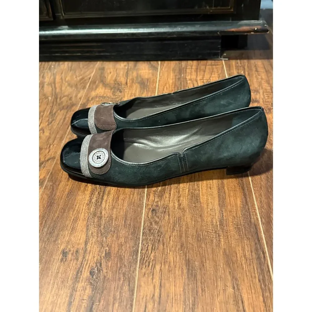 Vintage Brighton Coco Suede Patent Leather Flats - Size 8.5